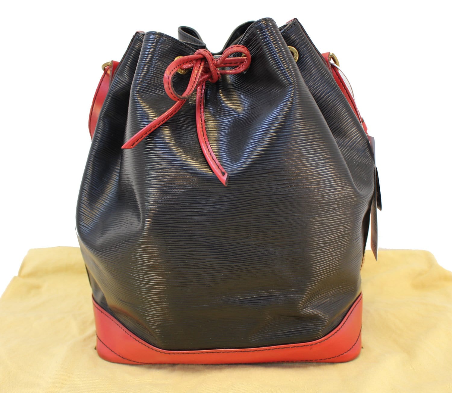 LOUIS VUITTON Black Red Epi Leather Large Noe Bag