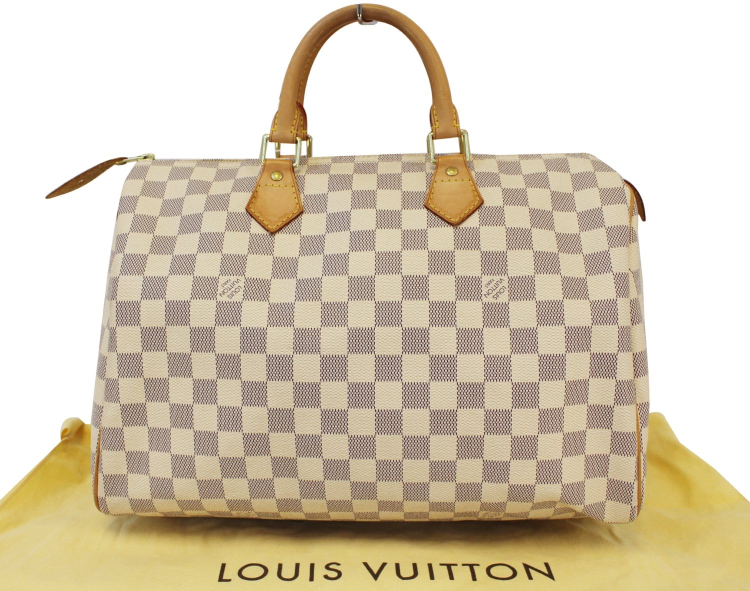 Authentic LOUIS VUITTON Speedy 35 Damier Azur Canvas Satchel Bag TT163