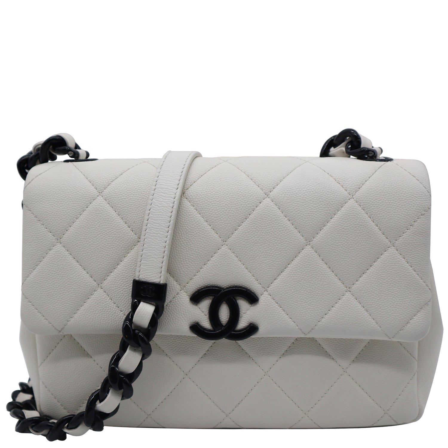 Chanel White Caviar Flap Shoulder Bag Q6B0590FWB013