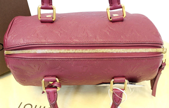 LOUIS VUITTON MONOGRAM Empreinte Speedy 25 Pink Red Shoulder Bag #9 Rise-on