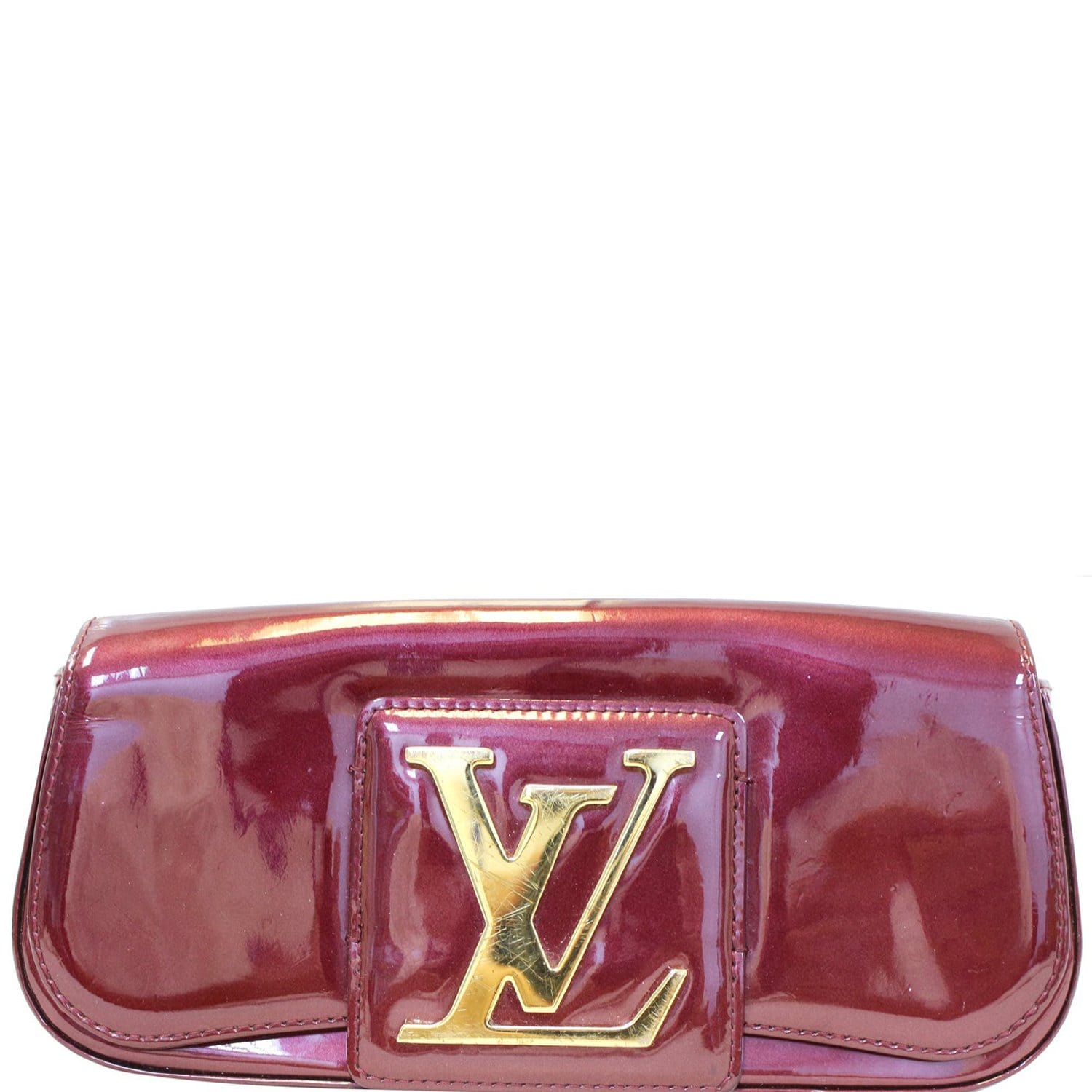 Louis Vuitton Sobe Burgundy Patent Leather Clutch Bag (Pre-Owned)
