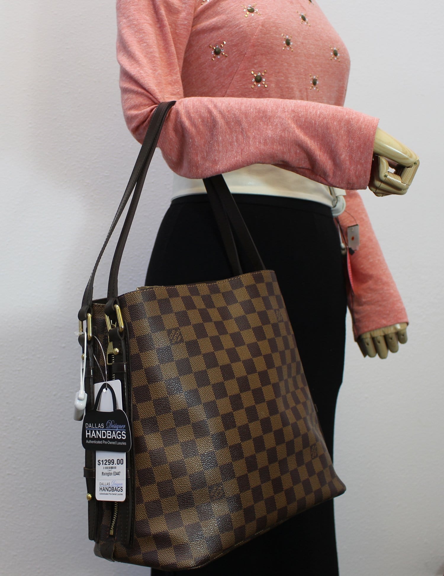 At Auction: Louis Vuitton, Louis Vuitton Damier Ebene Canvas Rivington GM