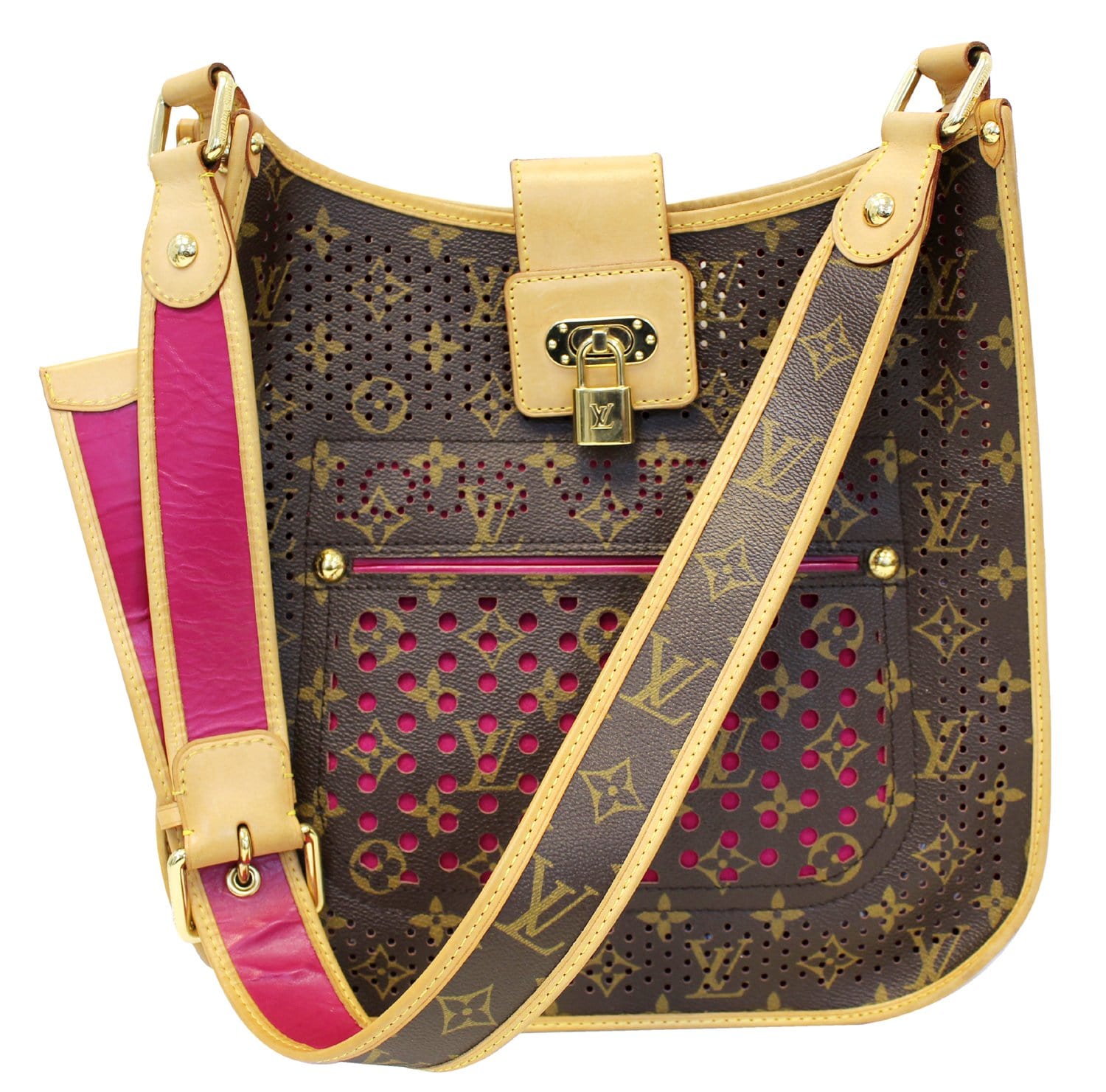 LOUIS VUITTON Pre Owned Fuchsia Monogram Perforated Musette Shoulder B