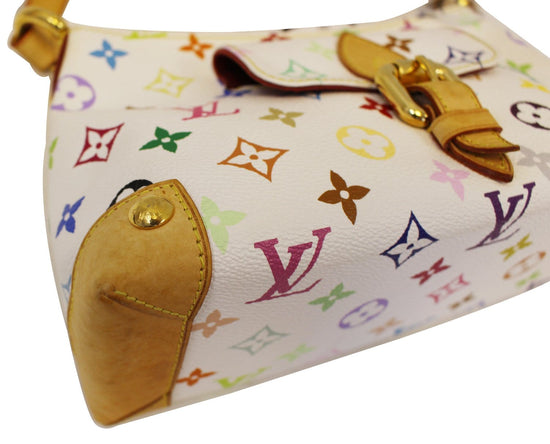 Louis Vuitton - Small White & Multicolored Monogram Print Pebbled Leat –  Current Boutique