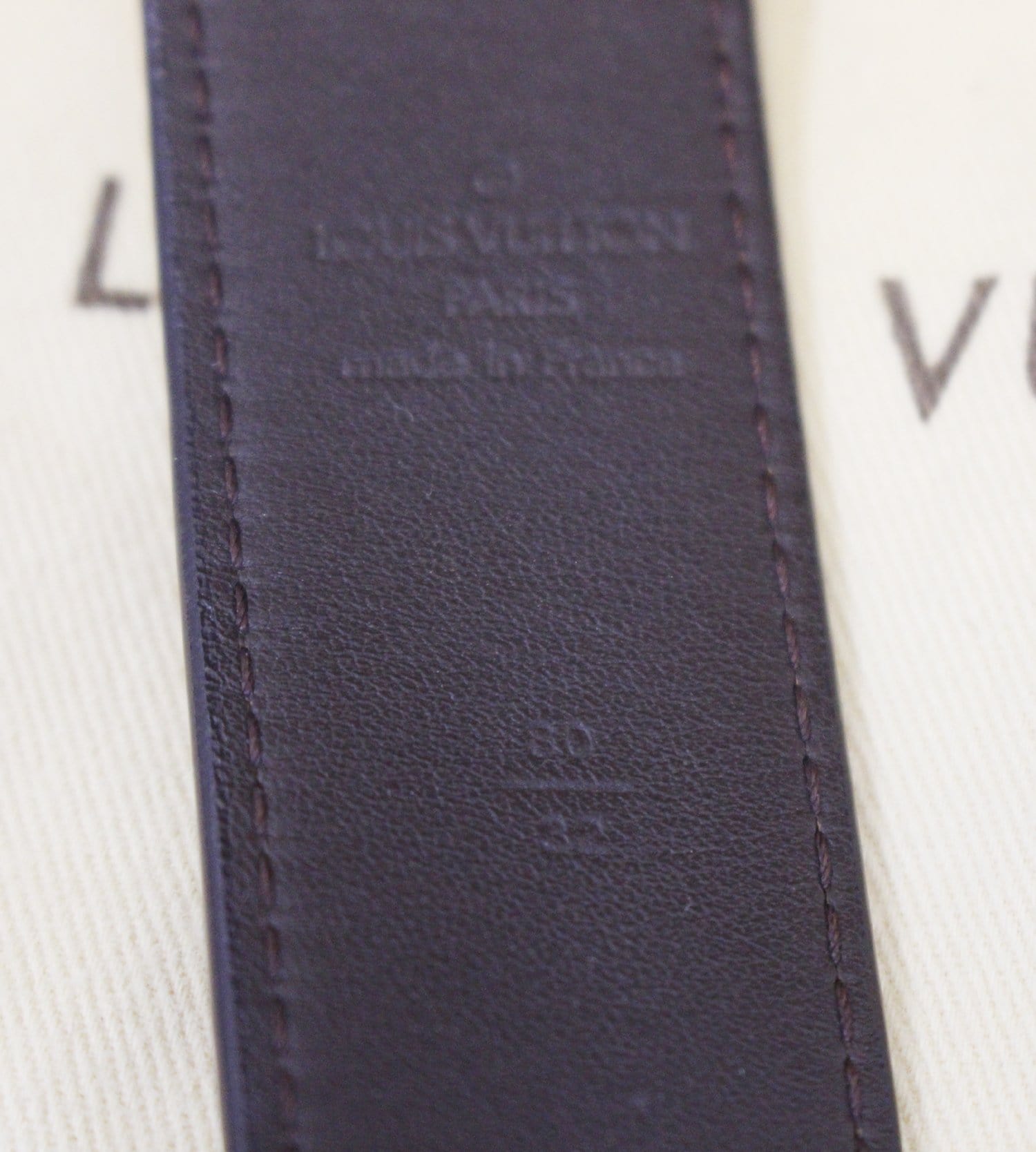 Louis Vuitton Damier Men&#39;s Leather Brown Belt Size 80