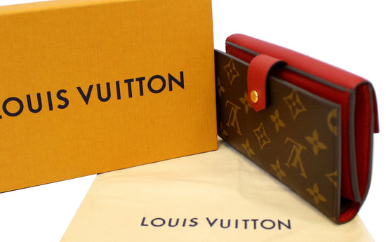 Auth LOUIS VUITTON Monogram Pallas Compact Wallet Cerise (Cherry) Leather/ Canvas