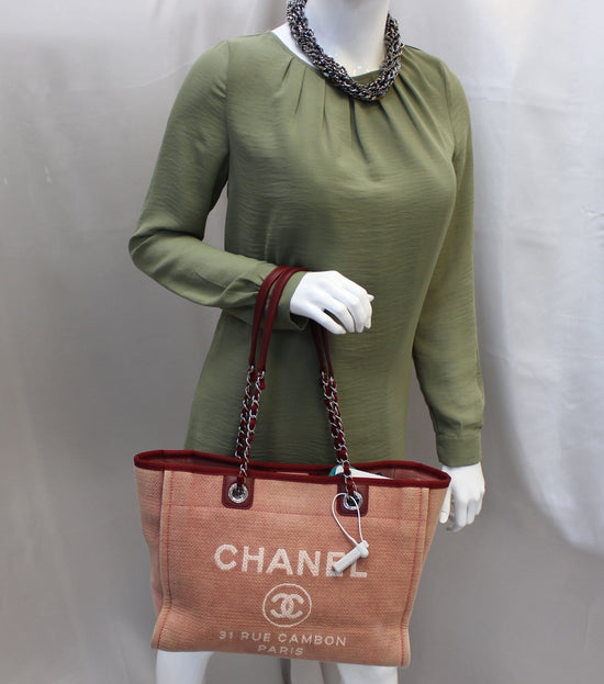 Chanel Deauville Tote Canvas Medium Pink 1964391