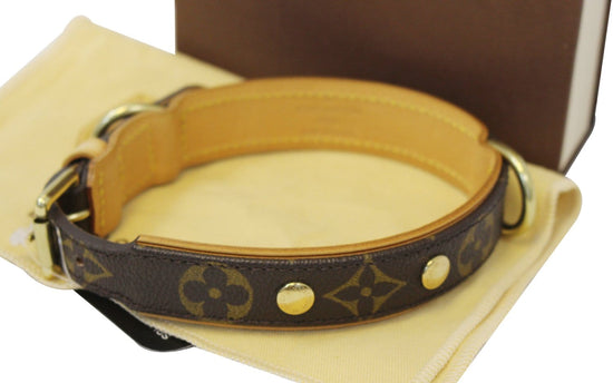 LOUIS VUITTON Dog Leash Brown Beige Monogram Coated Leather Goods