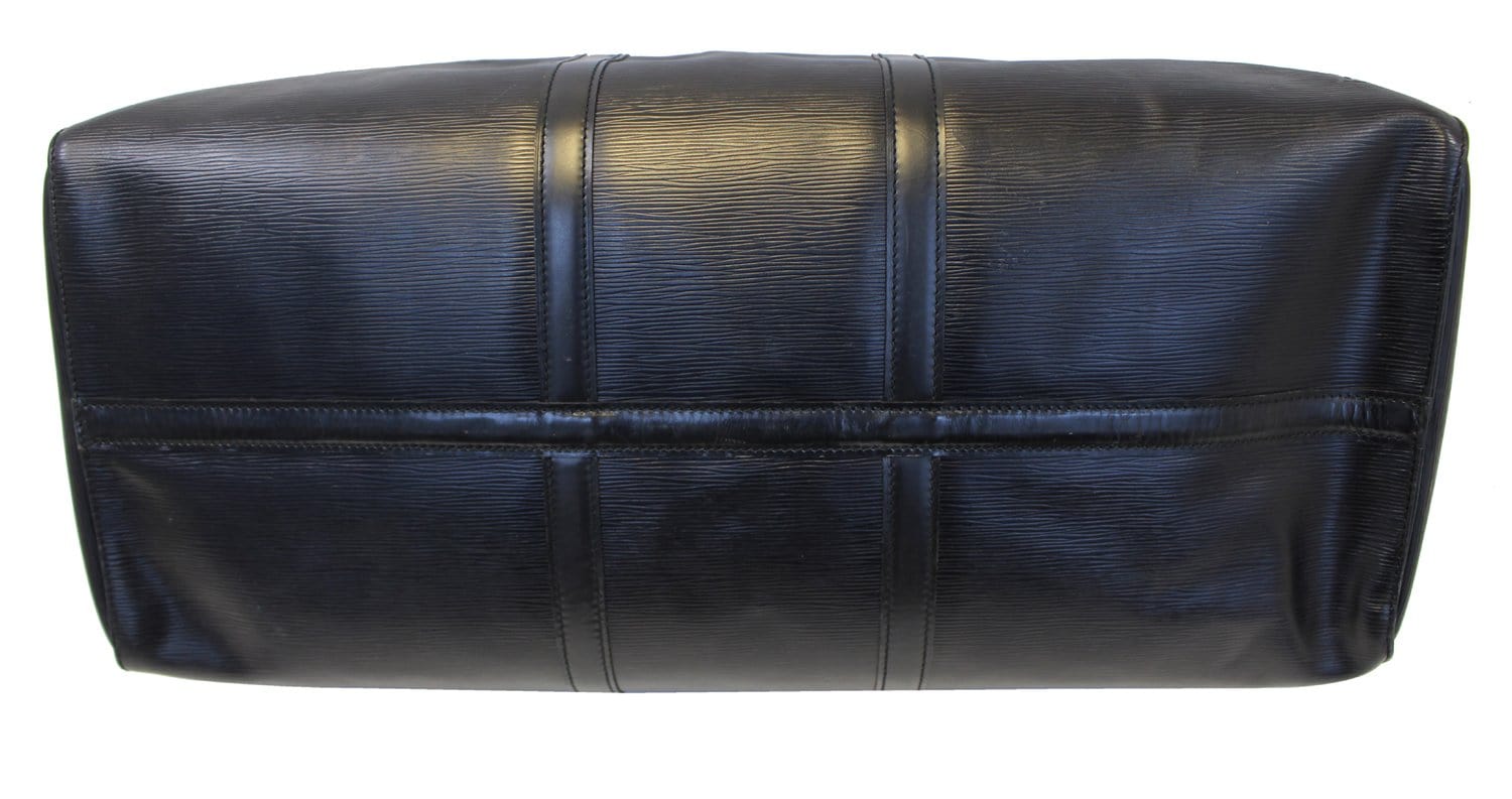 Authentic LOUIS VUITTON Epi Leather Black Keepall 60 Travel Bag E3516