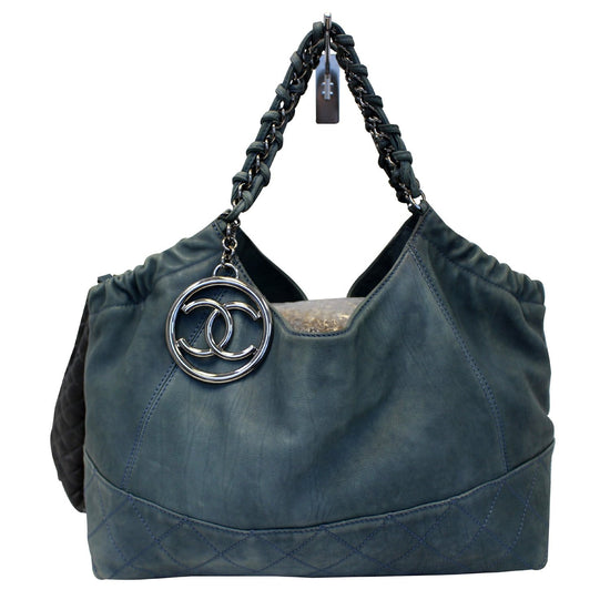 Chanel Dark Blue Quilted Denim Timeless CC Tote Bag