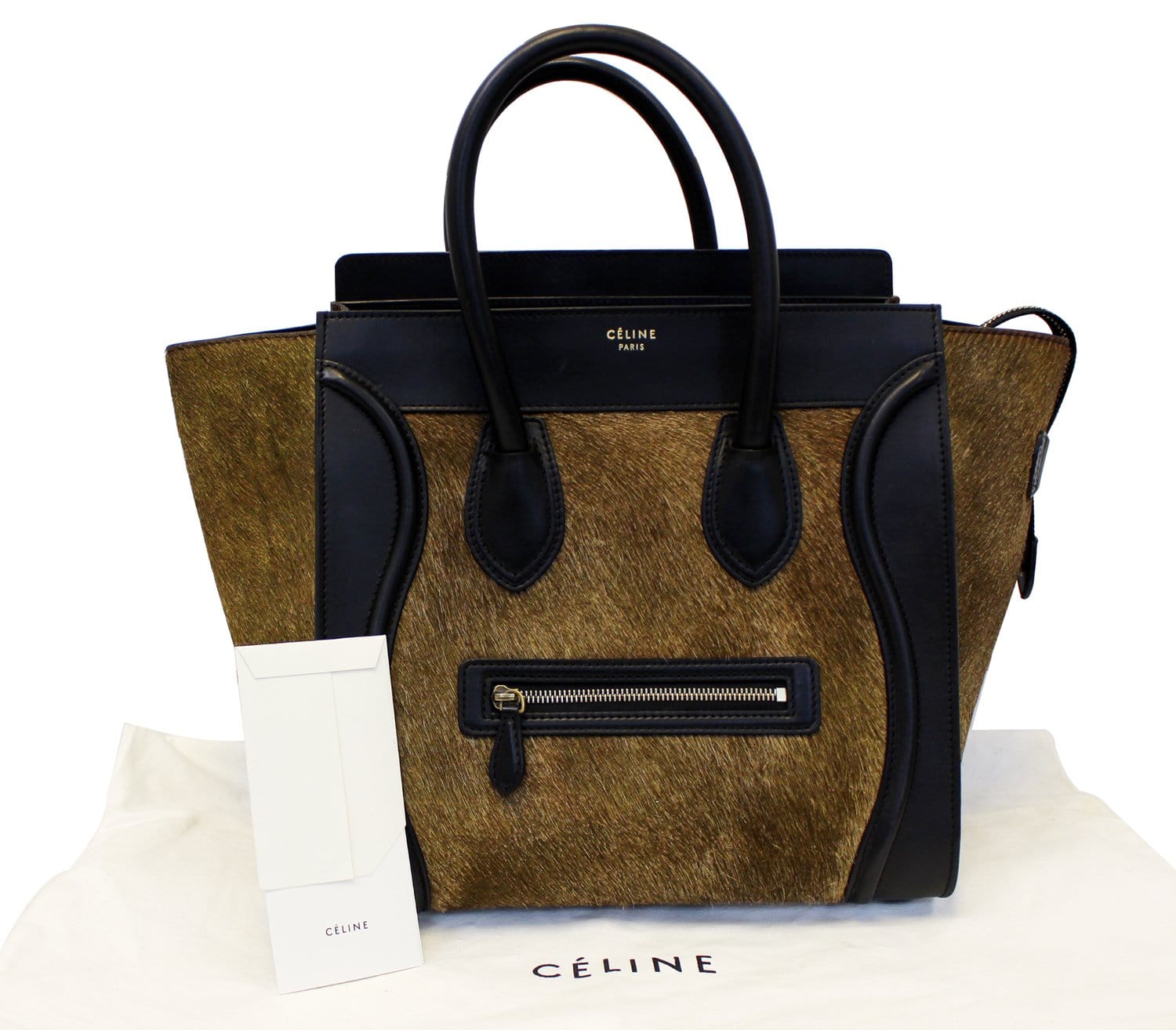 Celine Pony Hair Mini Tri-Color Luggage Tote Bag