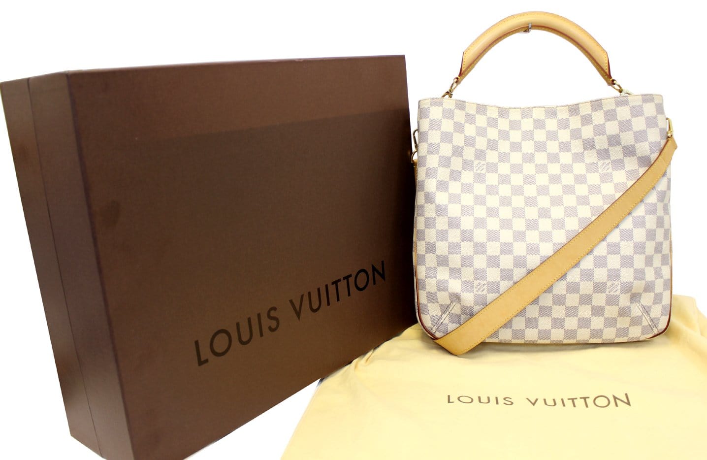 Pre-owned Louis Vuitton Blue/white Damier Azur Canvas Soffi Bag