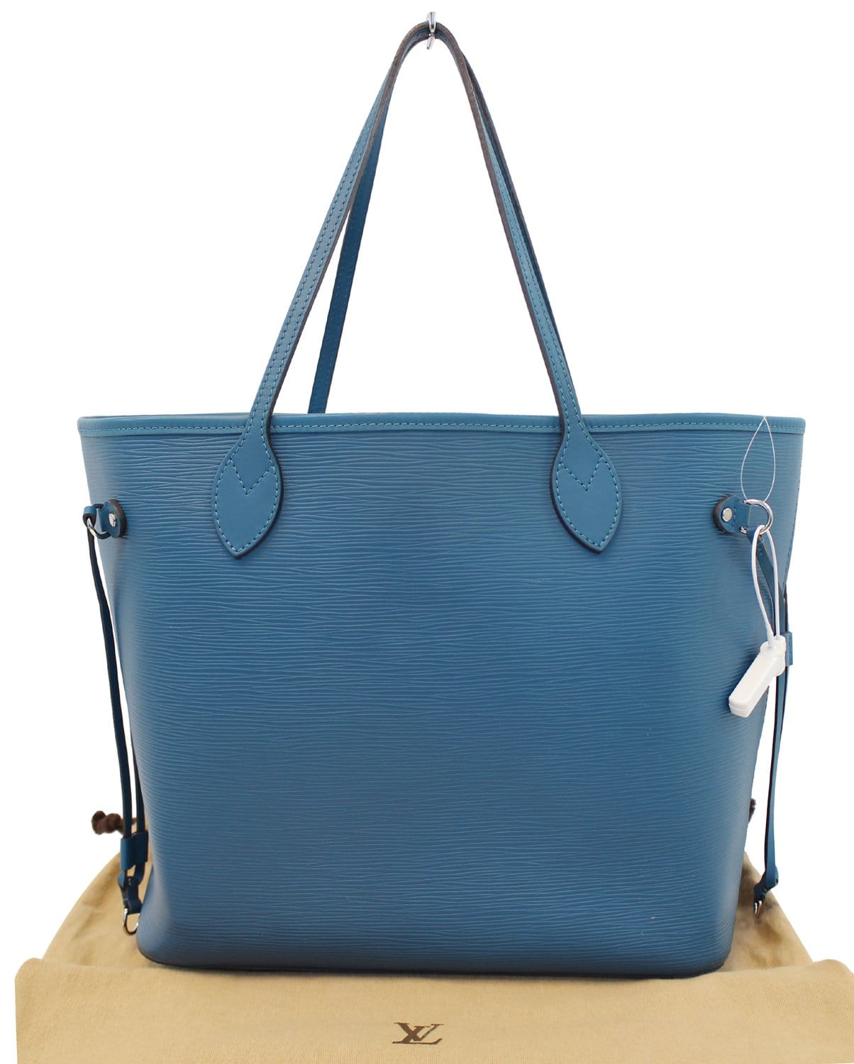 Neverfull leather tote Louis Vuitton Blue in Leather - 34737273