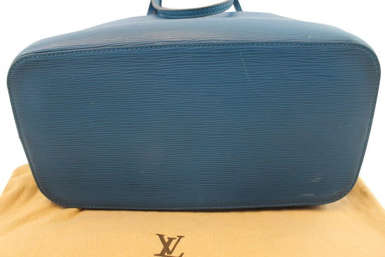 Authentic Pre Owned Louis Vuitton Neverfull MM w/ Cyan Epi Leather