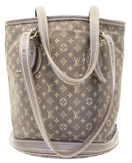 Louis Vuitton Ebene Monogram Mini Lin Canvas Petit Bucket in Brown