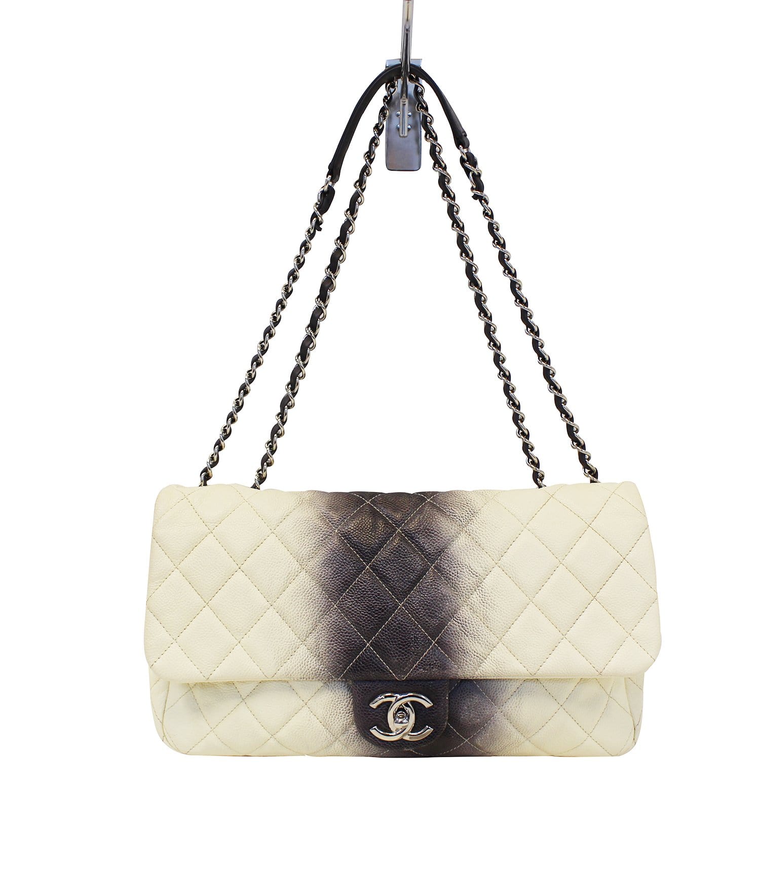 Chanel Jumbo White Caviar Leather Single Flap Bag in White