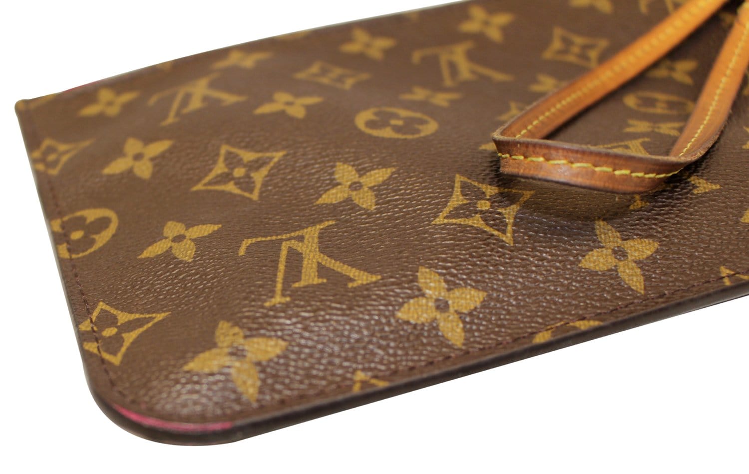 LOUIS VUITTON Monogram Canvas Pochette Wristlet Pouch Neverfull MM Fuchsia