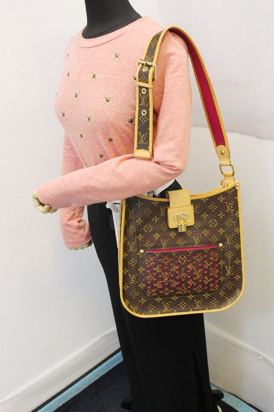 LOUIS VUITTON Limited Edition Perforated Musette Bag (Monogram & Fuchsia )