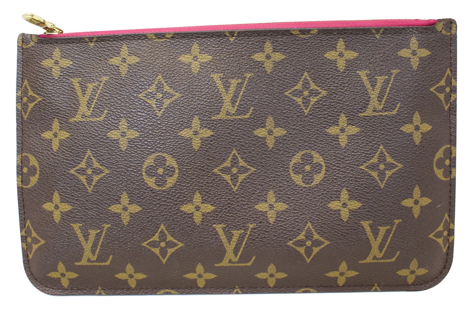 LOUIS VUITTON Monogram Canvas Pochette Wristlet Pouch Neverfull MM Fuchsia