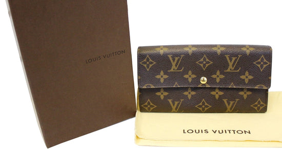 LOUIS VUITTON Long Wallet Portefeuille Sara LV Logo Embossed Black