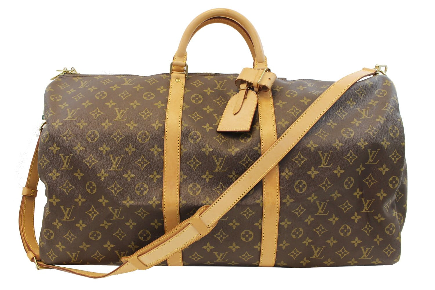 Authentic LOUIS VUITTON Monogram Canvas Keepall Bandouliere 60 Bag TT1