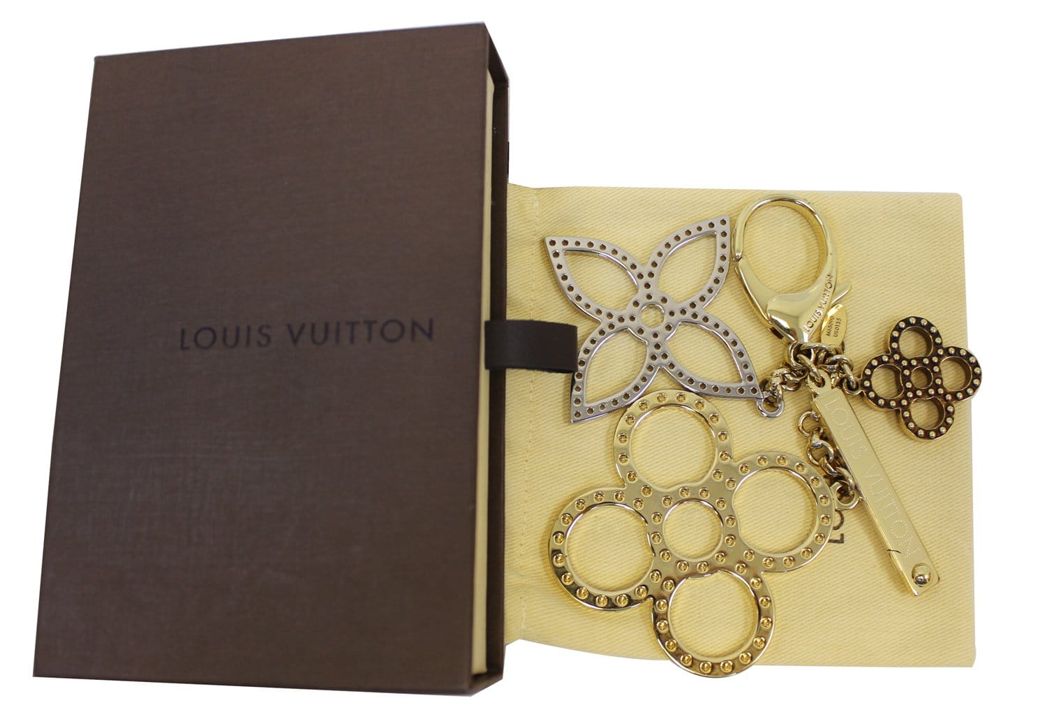 Louis Vuitton Bijou Sac Tapage Charm M66350 Monogram Flower Gold GP Silver  Logo