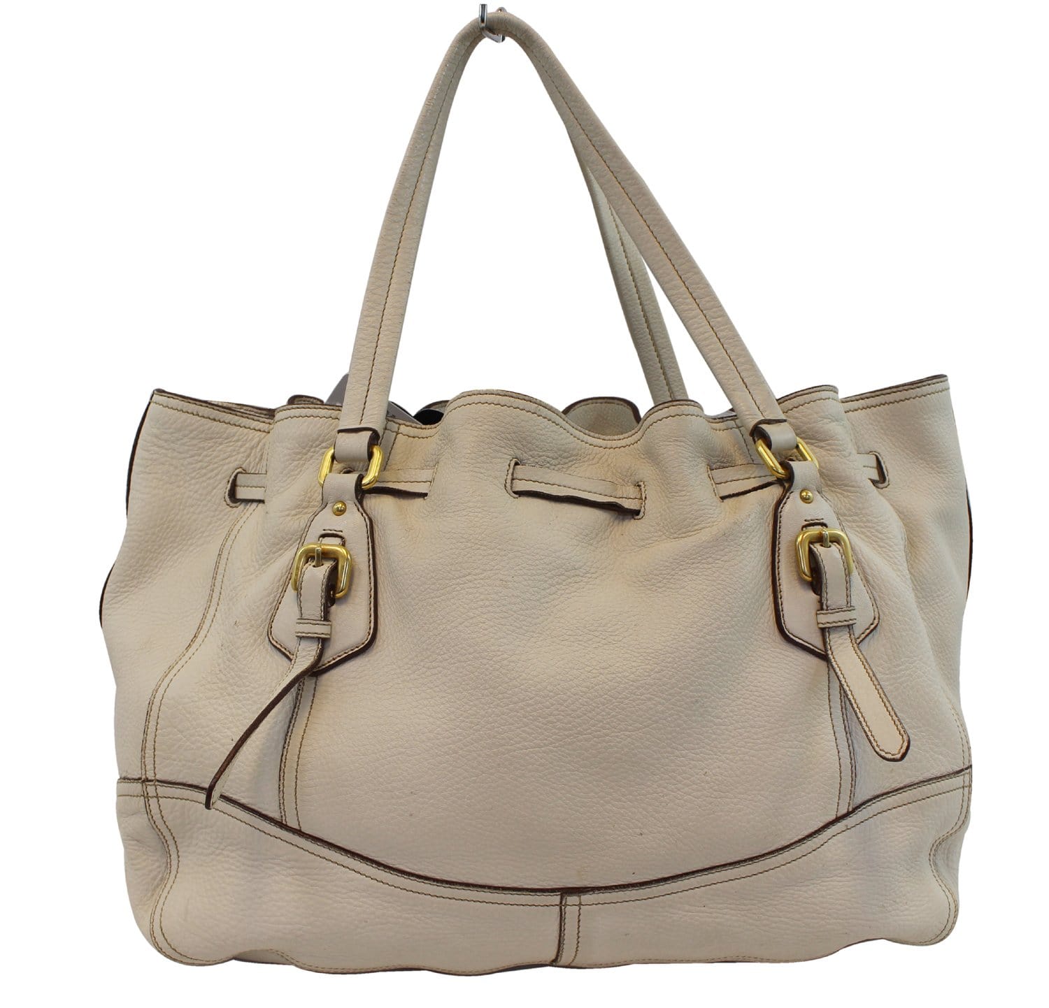 PRADA Milano Leather White Hobo Bag