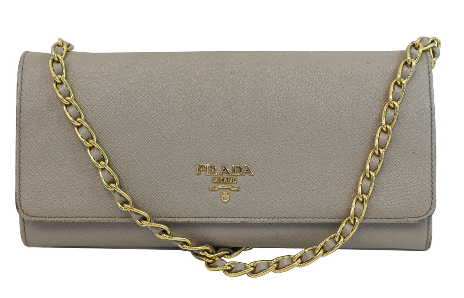 Prada Gold Textured Leather Flap Chain Clutch at 1stDibs  prada gold clutch,  prada clutch bag with chain, prada evening purse