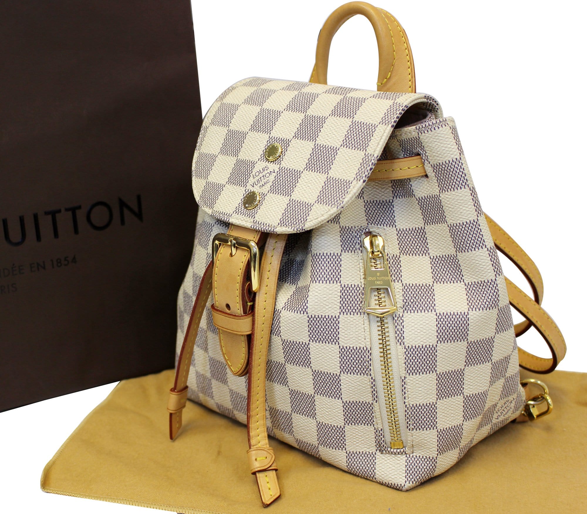 AUTHENTIC Louis Vuitton Sperone Backpack Damier Azur PREOWNED