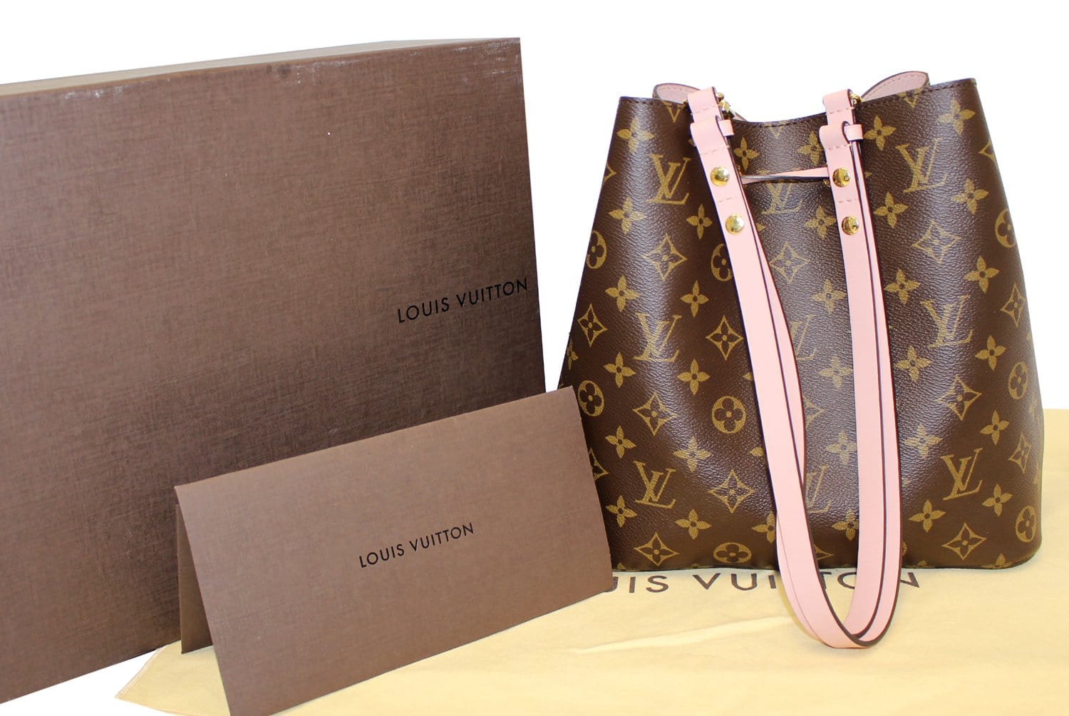 Authentic Louis Vuitton Rose Poudre Pink Monogram Canvas NeoNoe Bag Shoulder