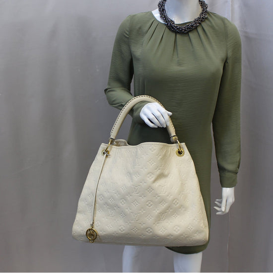 Authentic Louis Vuitton Beige Empreinte Leather Artsy MM Shoulder Tote Bag  – Italy Station