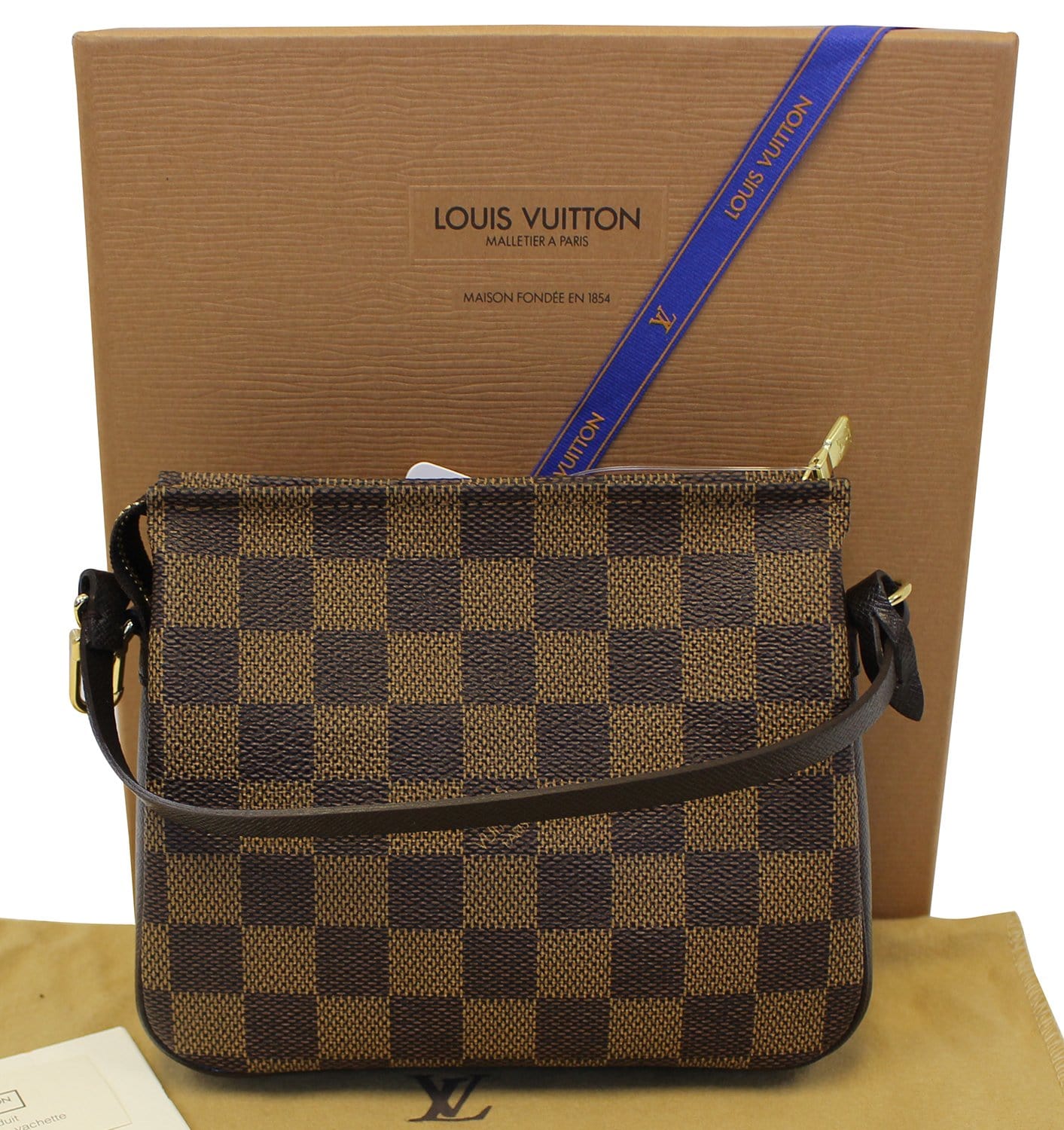 LOUIS VUITTON Damier Ebene Cosmetic Pouch Brown