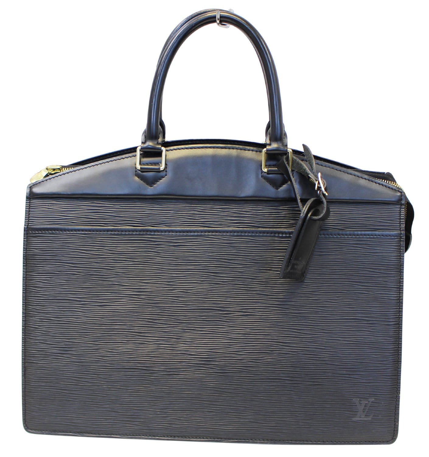 Louis Vuitton Shiny Pebbled Leather Duffle Bag Black