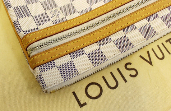 Louis Vuitton White Damier Azur Pochette Bosphore Leather Cloth ref.984988  - Joli Closet