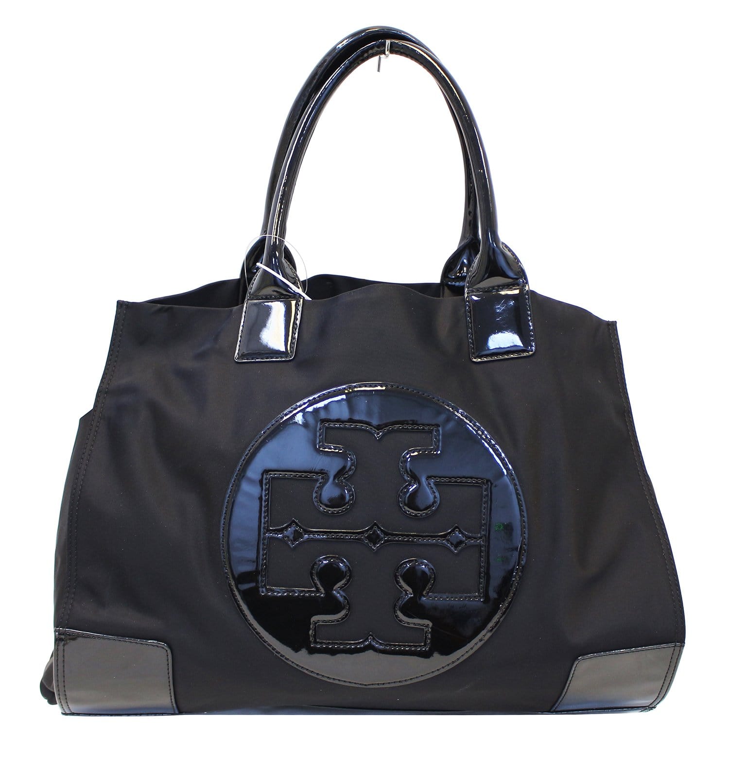 tory burch black leather tote bag