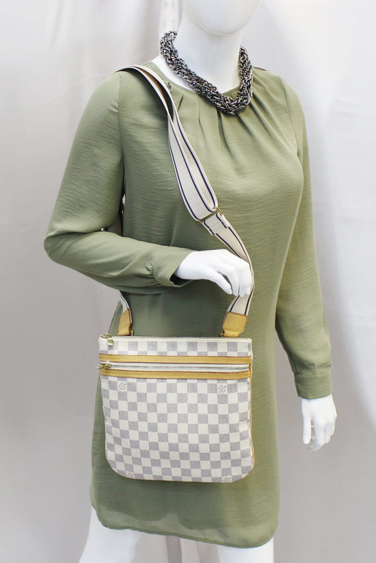 White Louis Vuitton Damier Azur Pochette Bosphore Crossbody Bag