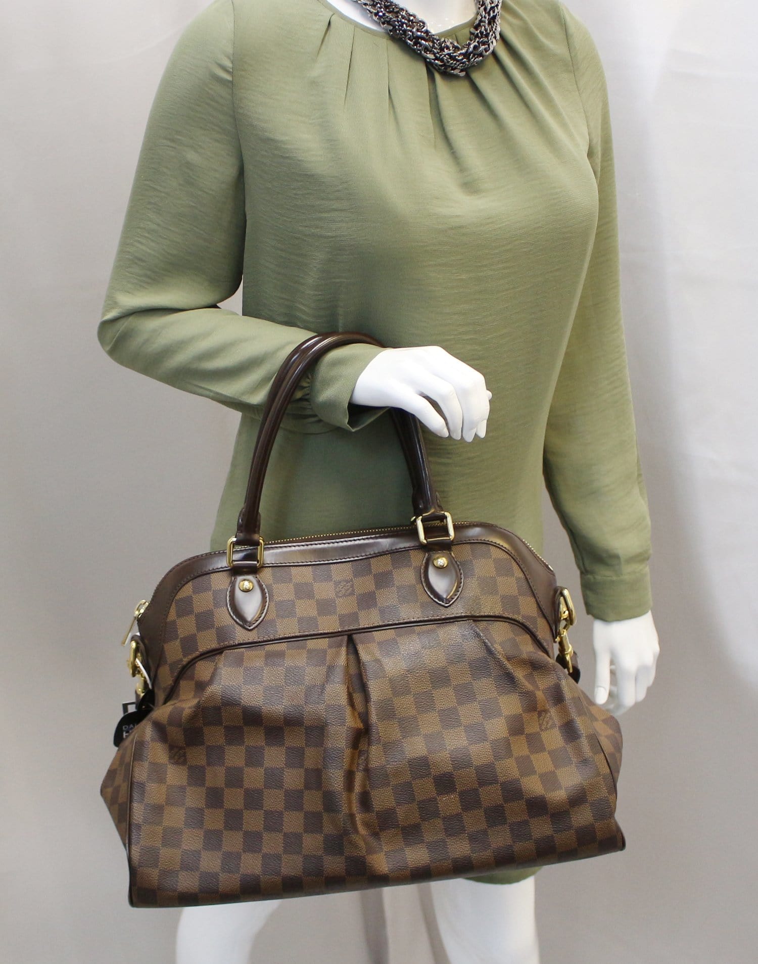 LOUIS VUITTON Damier Ebene Trevi GM Brown Shoulder Bag TT2216