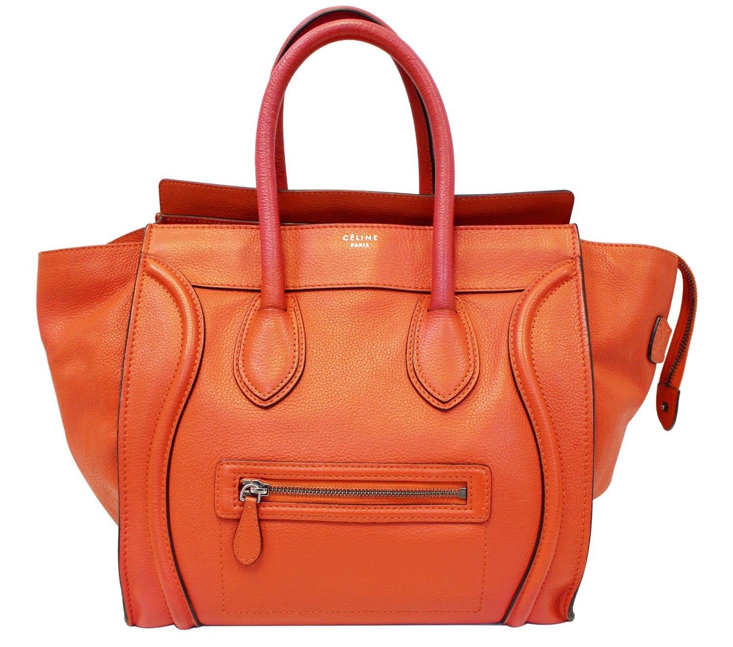 Celine Red Smooth Calfskin Leather Nano Luggage Bag