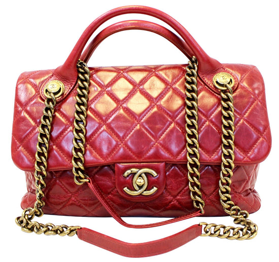 SOLD RARE CHANEL Bordeaux Burgundy Distressed Calfskin Castle Rock