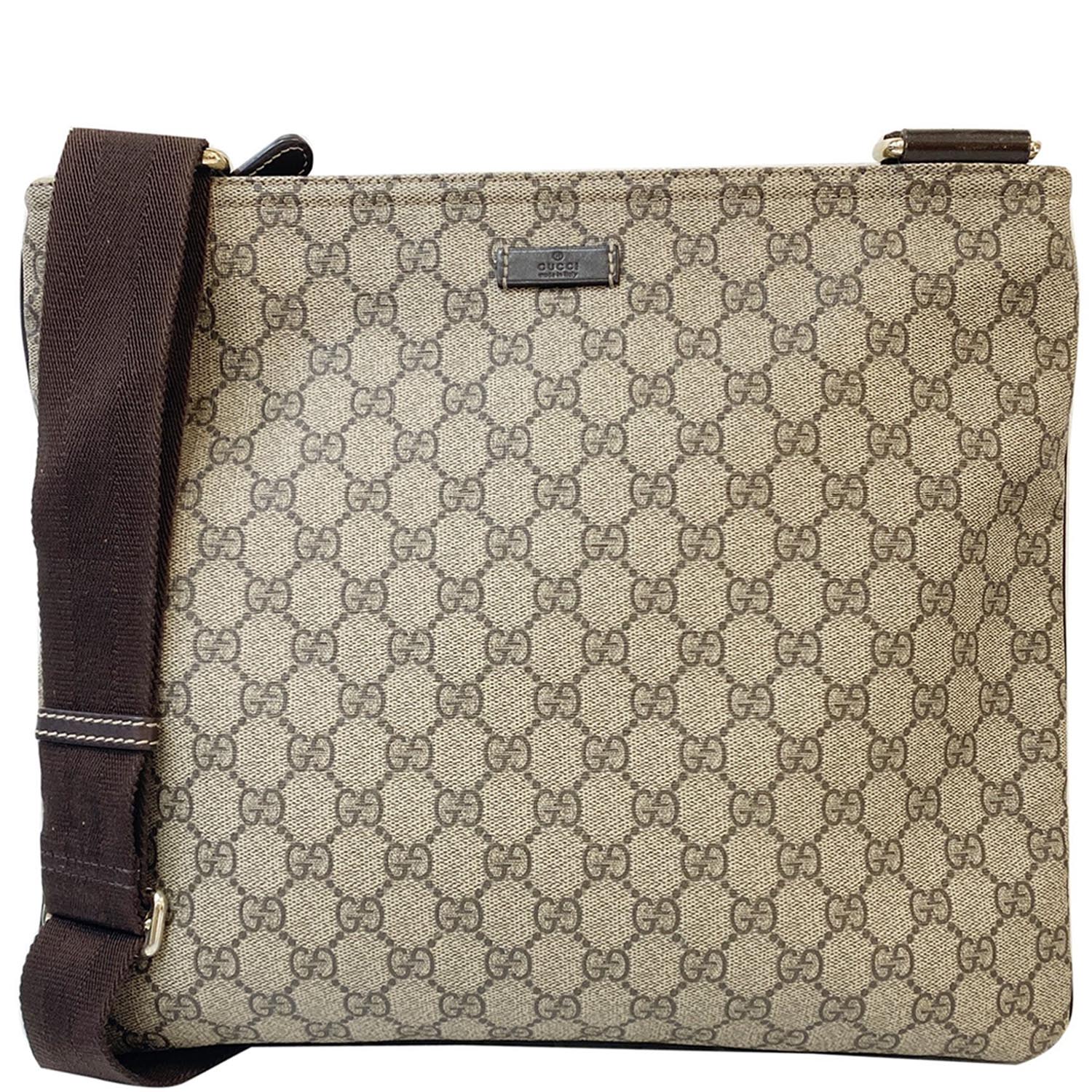 GUCCI GG Supreme Canvas Messenger Shoulder Bag Beige 201446