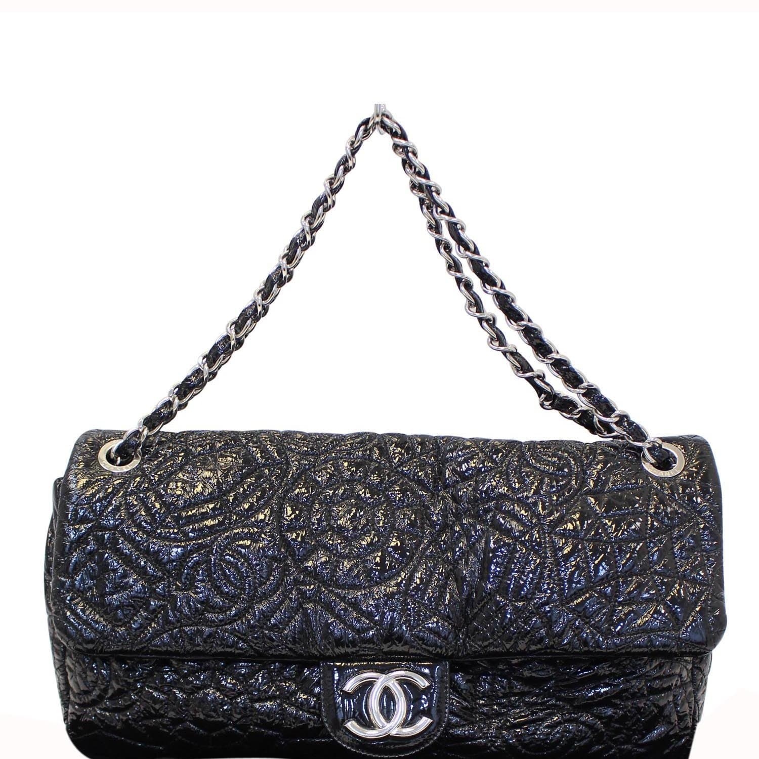 Bolsa Chanel Original Quilted Perforated Leather Single Flap Jumbo Feminina