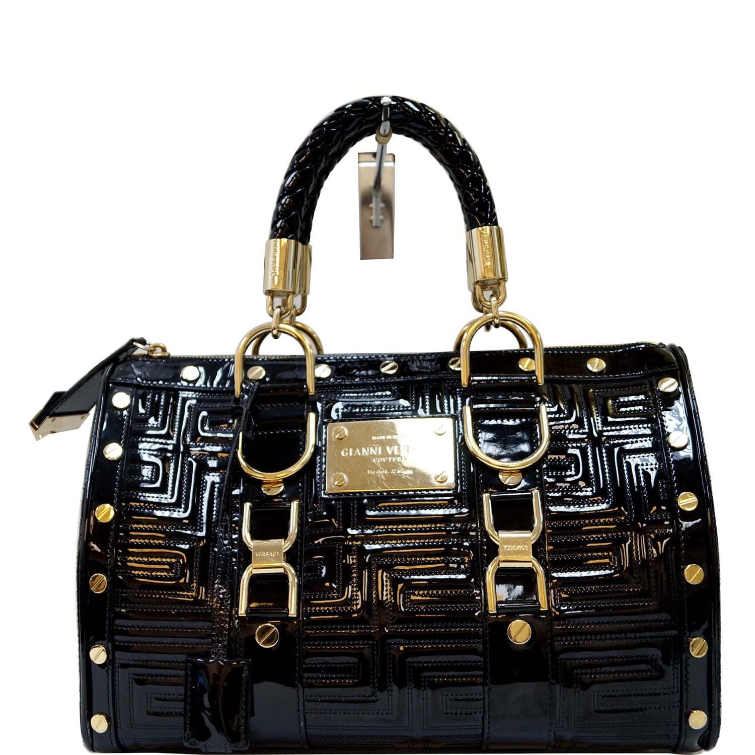 Gianni Versace Couture Black Shoulder Bag with Gold Medusa M | Versace  purses, Versace handbags, Black shoulder bag