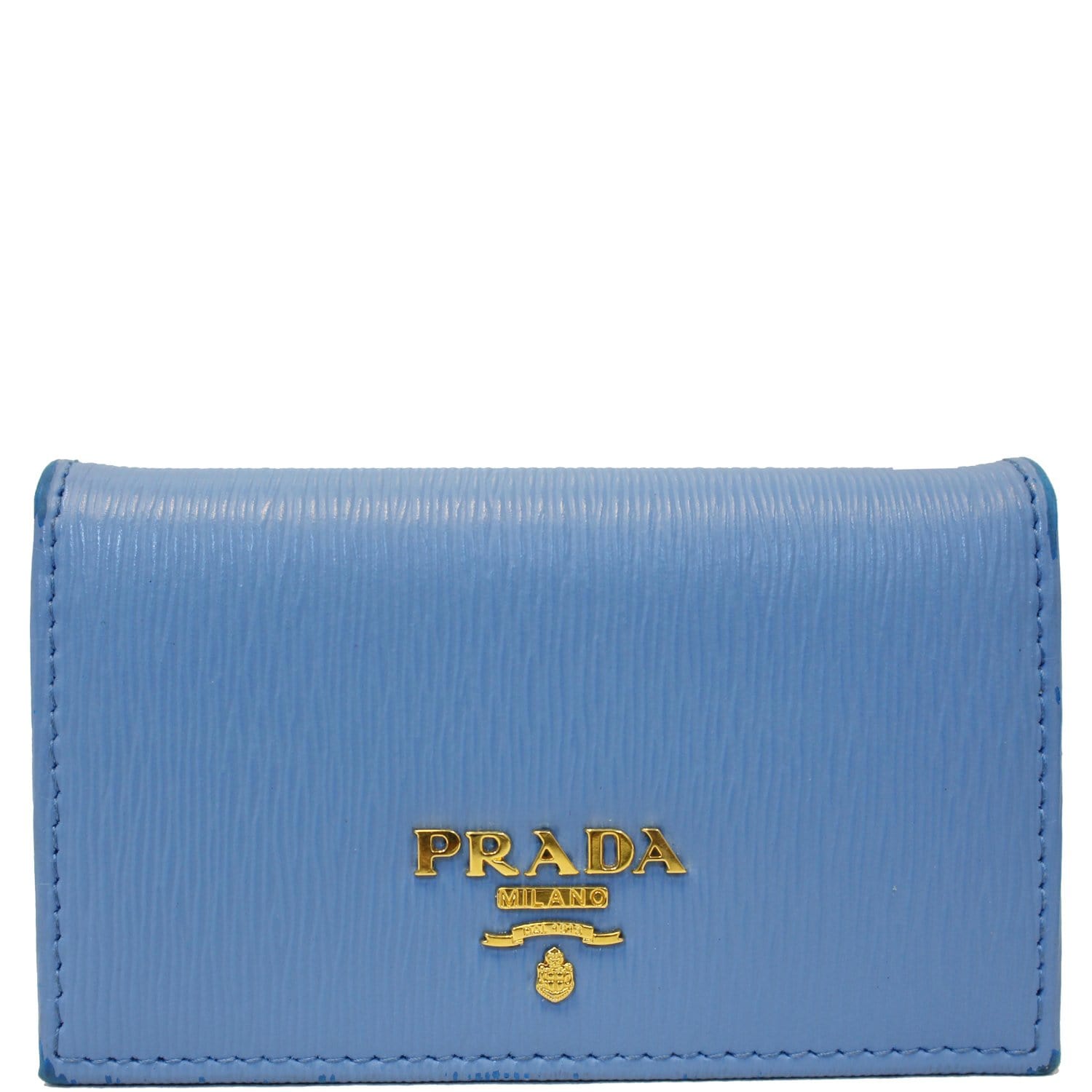 Prada Blue Saffiano Leather Wallet on Chain Light blue Pony-style