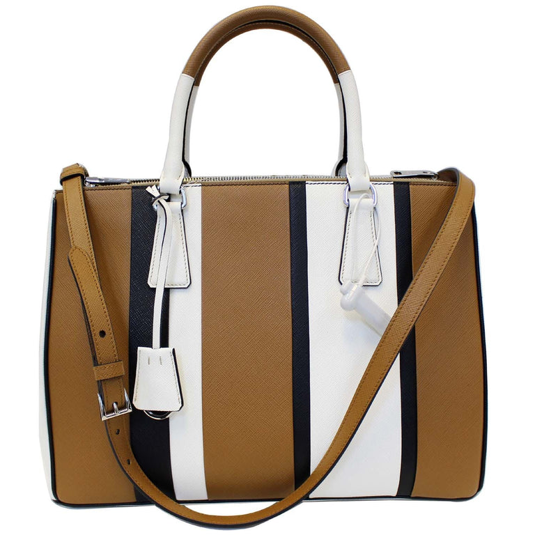 Prada Galleria Bag - Striped Saffiano Leather Tote Bag