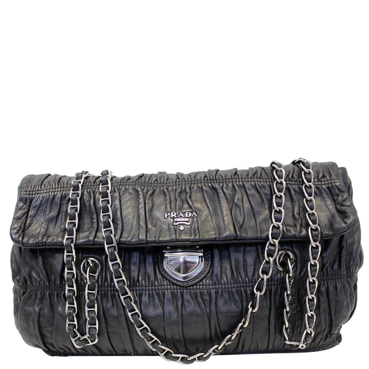 Prada Ruffle Shoulder Bag Nappa Leather Medium at 1stDibs  prada ruffle bag,  prada nappa shoulder bag, ruffled shoulder bag