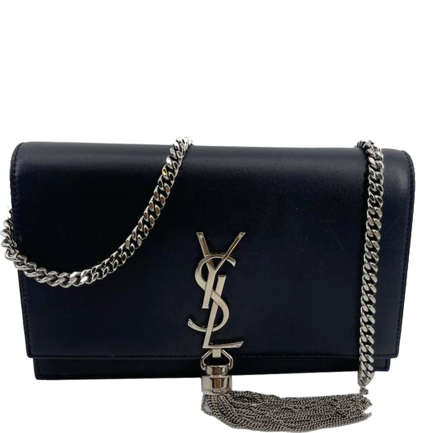 Brand New Saint Laurent Kate Medium Chain Bag / Black Leather / Silver YSL