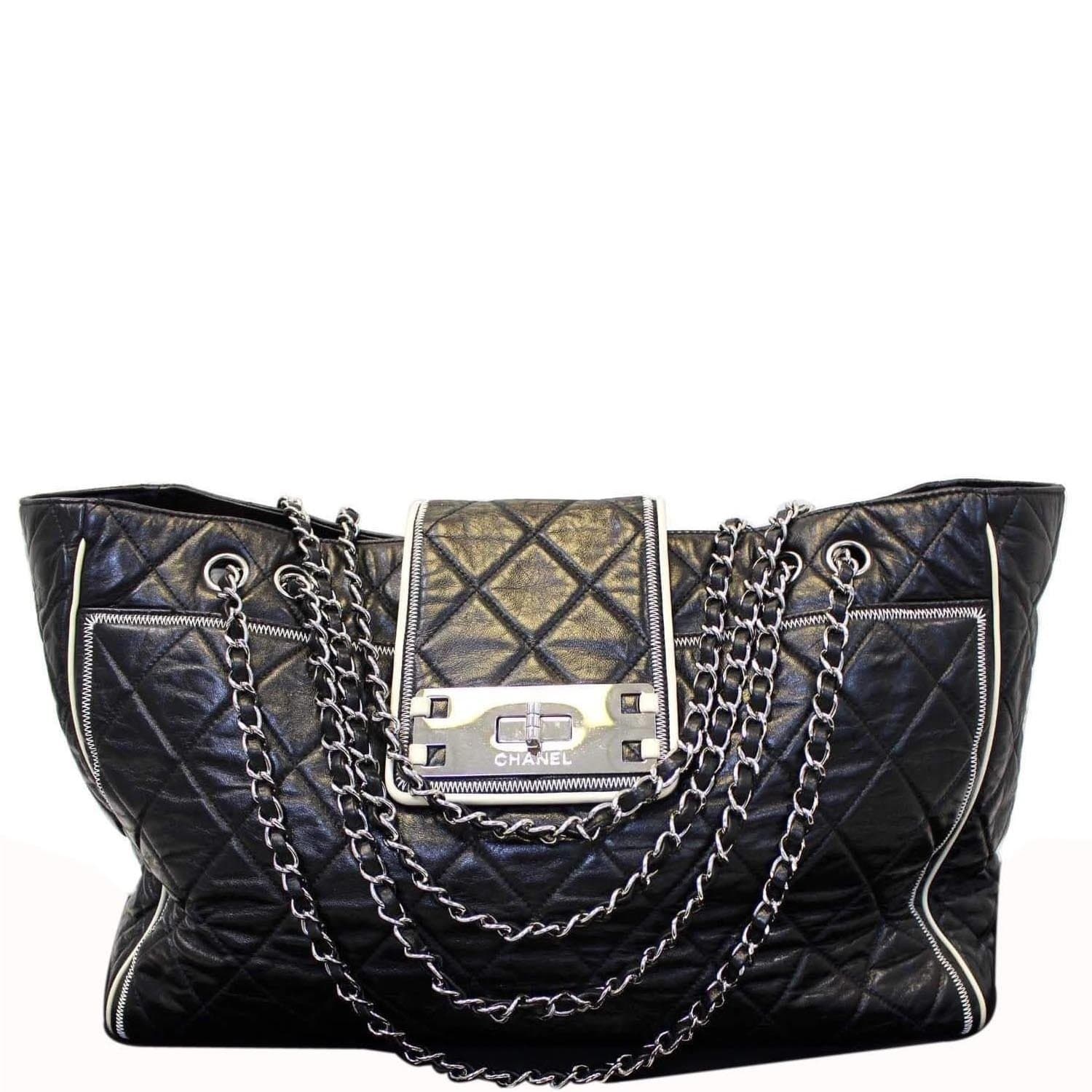 Chanel quilted Puffy Leather Shoulder Bag Tote For Sale at 1stDibs