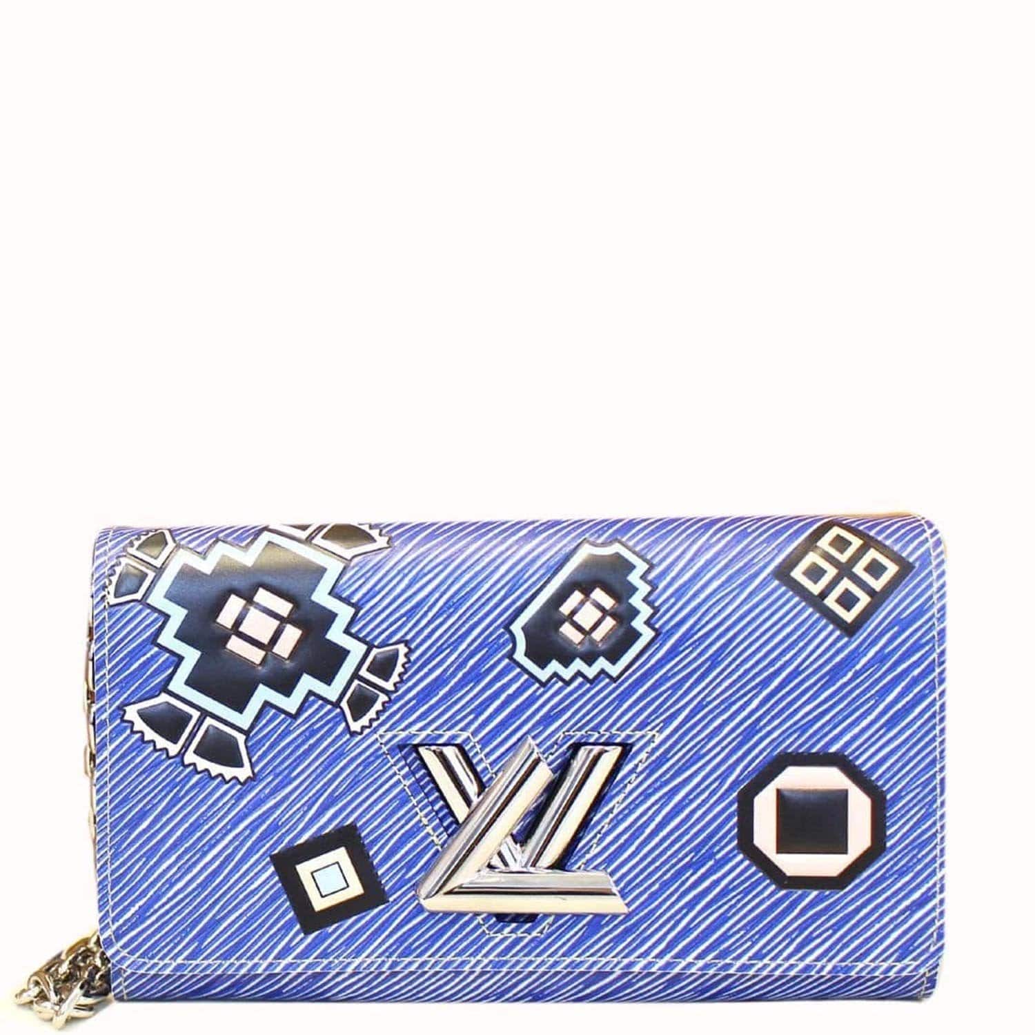 Louis Vuitton Blue, Pattern Print EPI Denim Twist Chain Wallet