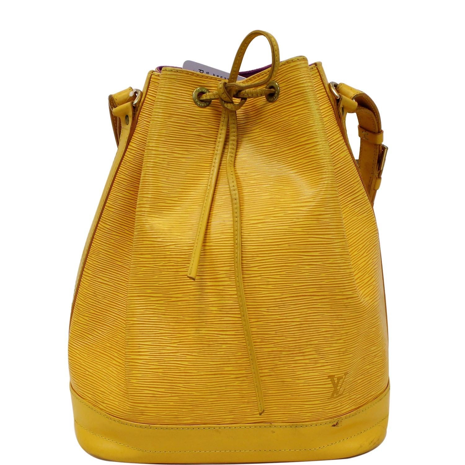 Authentic Louis Vuitton Noé PM Shoulder Bucket Bag Yellow Epi Leather