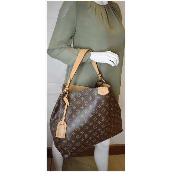 Louis Vuitton GRACEFUL Dark brown Leather Cloth ref.59700 - Joli Closet